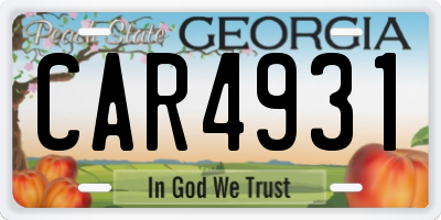 GA license plate CAR4931