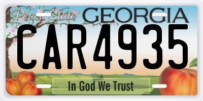 GA license plate CAR4935