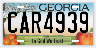 GA license plate CAR4939