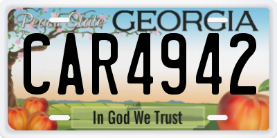 GA license plate CAR4942