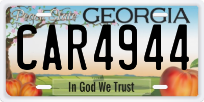 GA license plate CAR4944