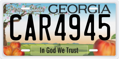 GA license plate CAR4945