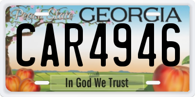 GA license plate CAR4946