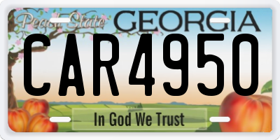 GA license plate CAR4950