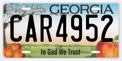 GA license plate CAR4952