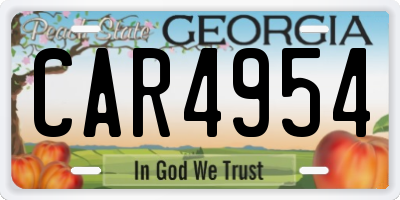 GA license plate CAR4954