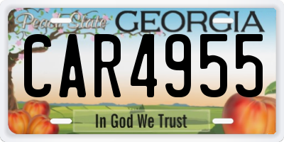 GA license plate CAR4955