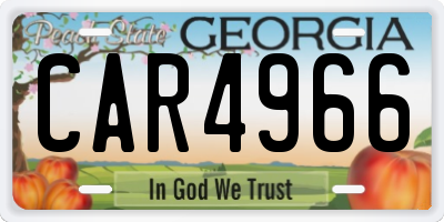 GA license plate CAR4966