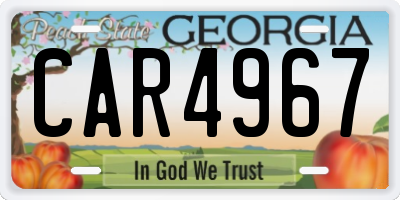 GA license plate CAR4967