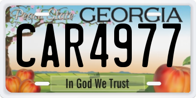 GA license plate CAR4977