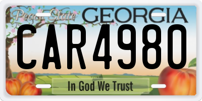 GA license plate CAR4980