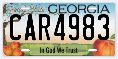 GA license plate CAR4983