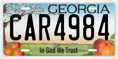 GA license plate CAR4984