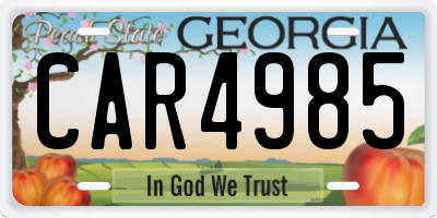 GA license plate CAR4985