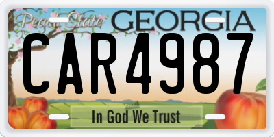 GA license plate CAR4987