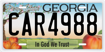 GA license plate CAR4988