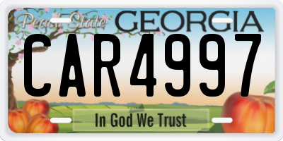 GA license plate CAR4997