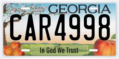 GA license plate CAR4998