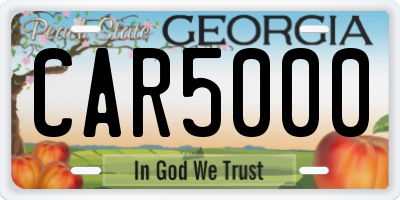 GA license plate CAR5000