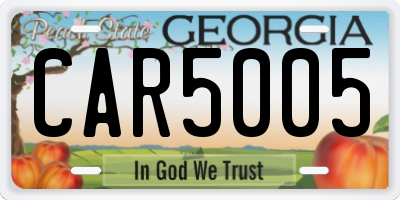 GA license plate CAR5005