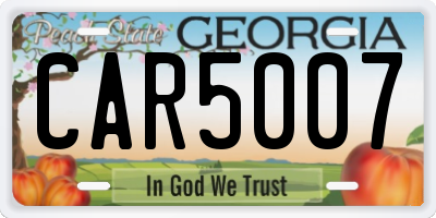 GA license plate CAR5007