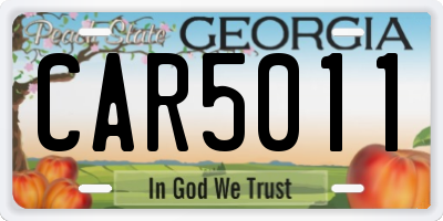 GA license plate CAR5011