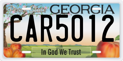 GA license plate CAR5012