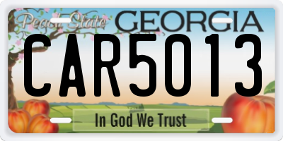 GA license plate CAR5013