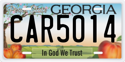 GA license plate CAR5014