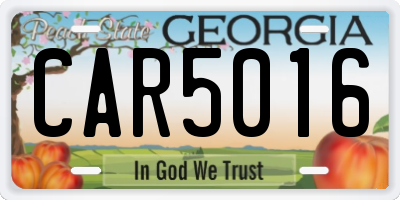 GA license plate CAR5016