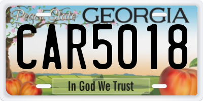 GA license plate CAR5018