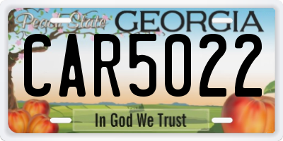 GA license plate CAR5022