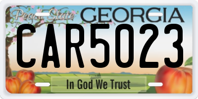 GA license plate CAR5023