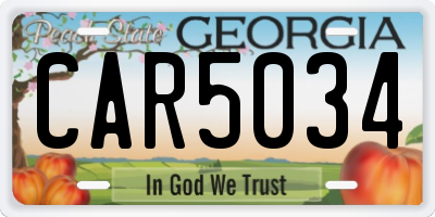 GA license plate CAR5034