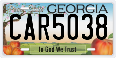 GA license plate CAR5038