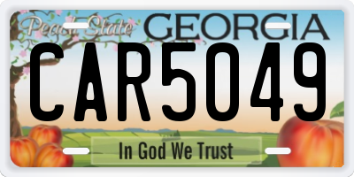 GA license plate CAR5049