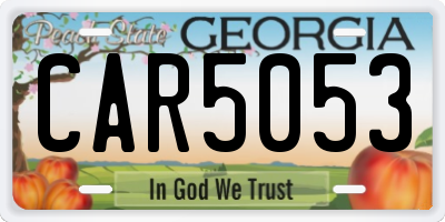 GA license plate CAR5053