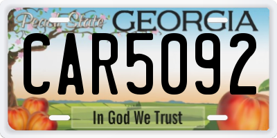 GA license plate CAR5092