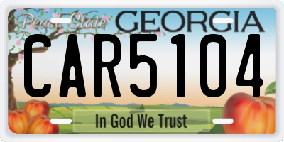 GA license plate CAR5104