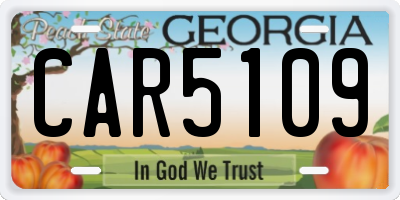 GA license plate CAR5109