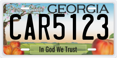 GA license plate CAR5123