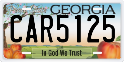 GA license plate CAR5125