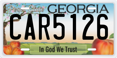 GA license plate CAR5126