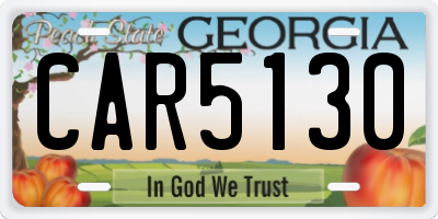 GA license plate CAR5130