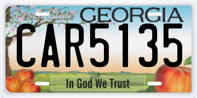 GA license plate CAR5135