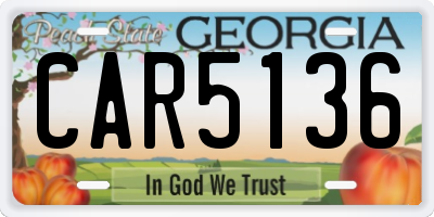 GA license plate CAR5136