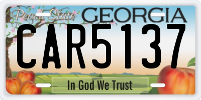 GA license plate CAR5137