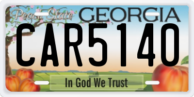 GA license plate CAR5140