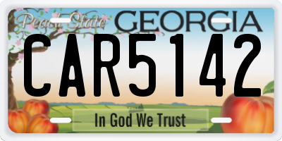 GA license plate CAR5142