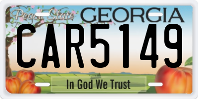 GA license plate CAR5149